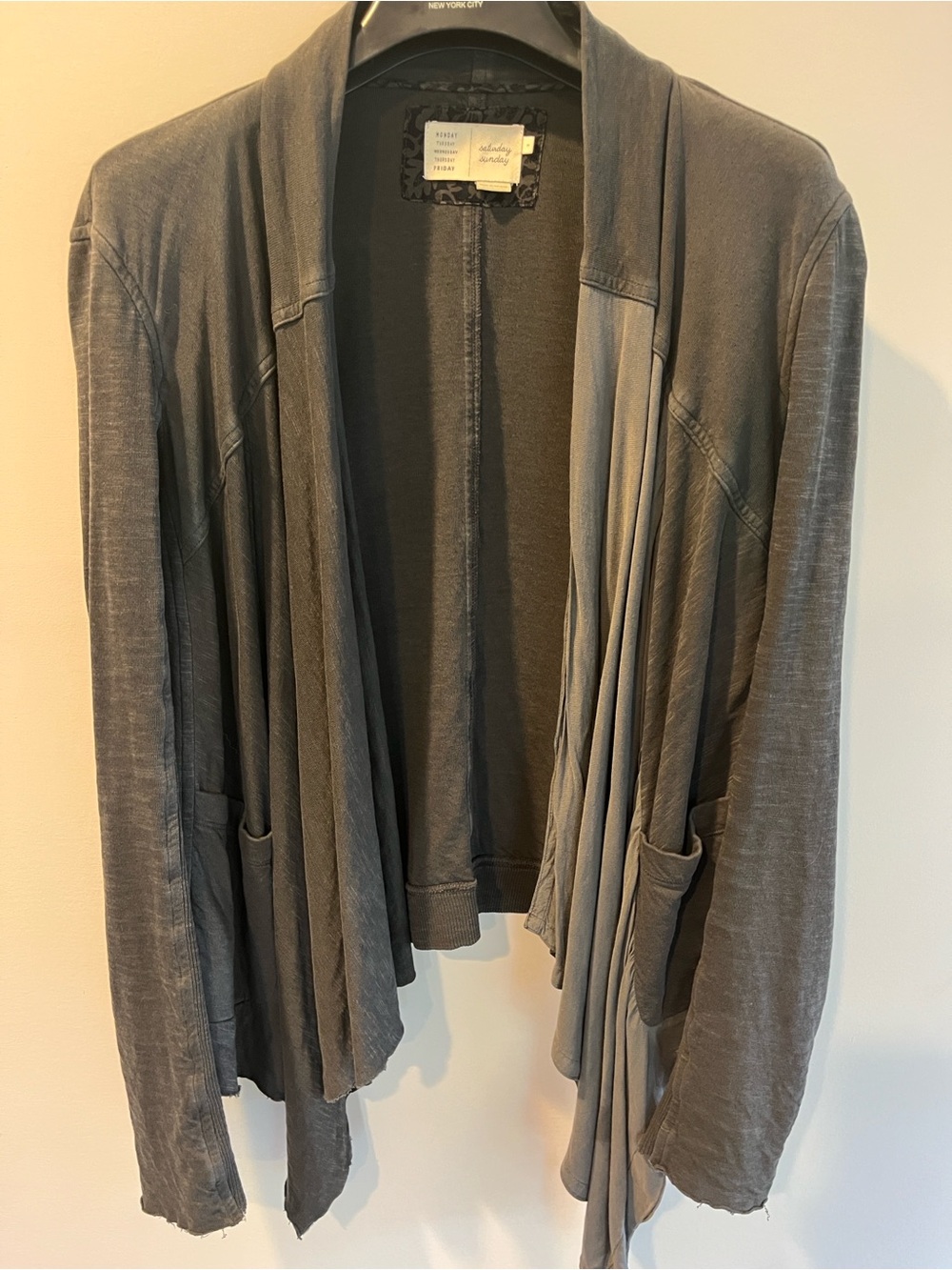 Melody Gardot Gray Draped Open Front Cardigan